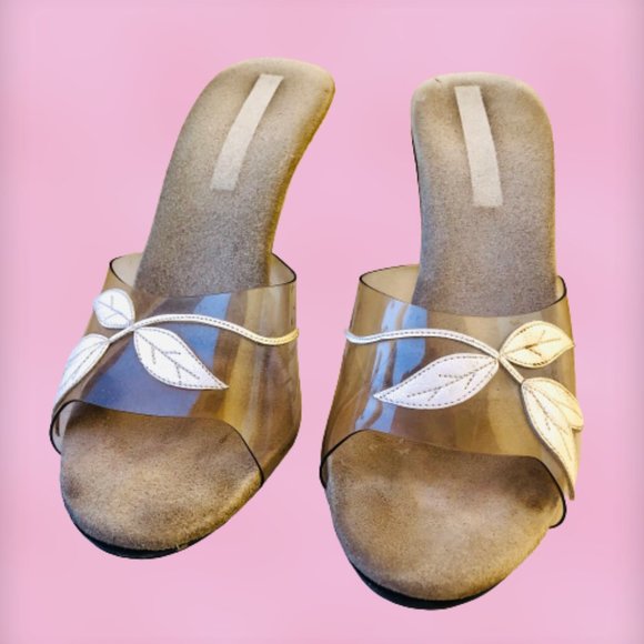 Vintage 80's Clear Transparent Vinyl Upper & Heel Sandal Slide Womens 8 - Picture 5 of 13